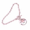 Pink Cancer Awareness Bracelet with Ribbon Pendant - Fabulous at 40+