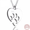 925 Sterling Silver Necklace with Dog Paw in Heart Pendants - Fabulous at 40+