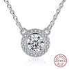 925 Sterling Silver Necklace with Round Crystal Pendant - Fabulous at 40+