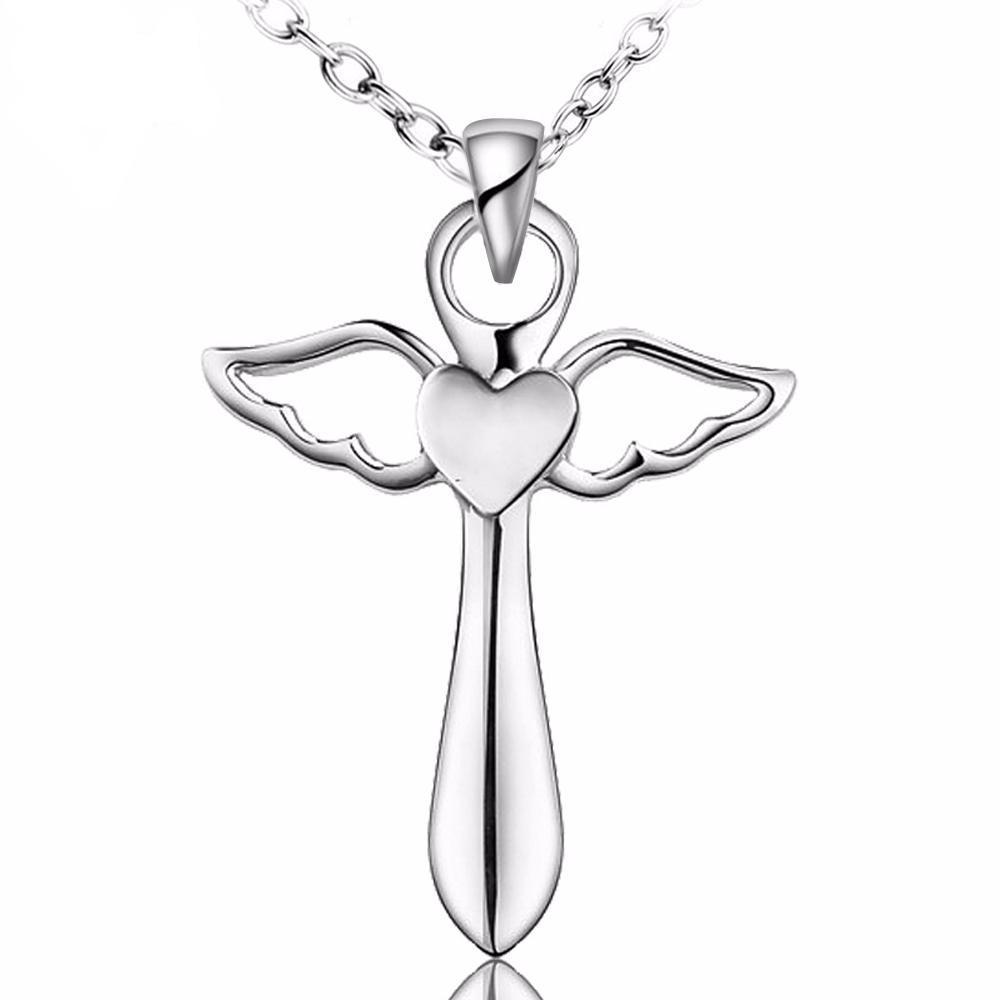 925 Sterling Silver Angel Wings Cross Necklace - Fabulous at 40+